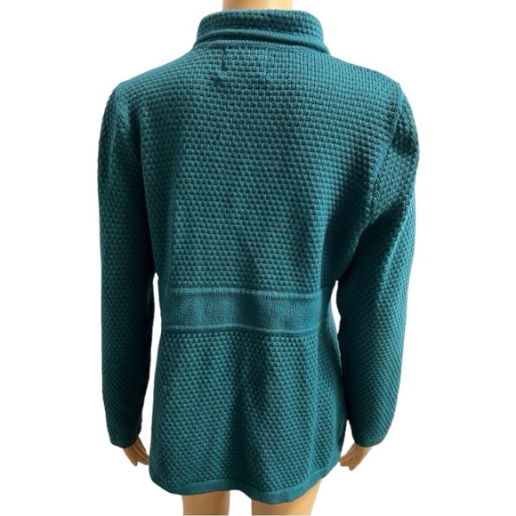 L.L.Bean Long Sleeve Mock Neck Cardigan With Angora Medium Turquoise Size L - Picture 3 of 7